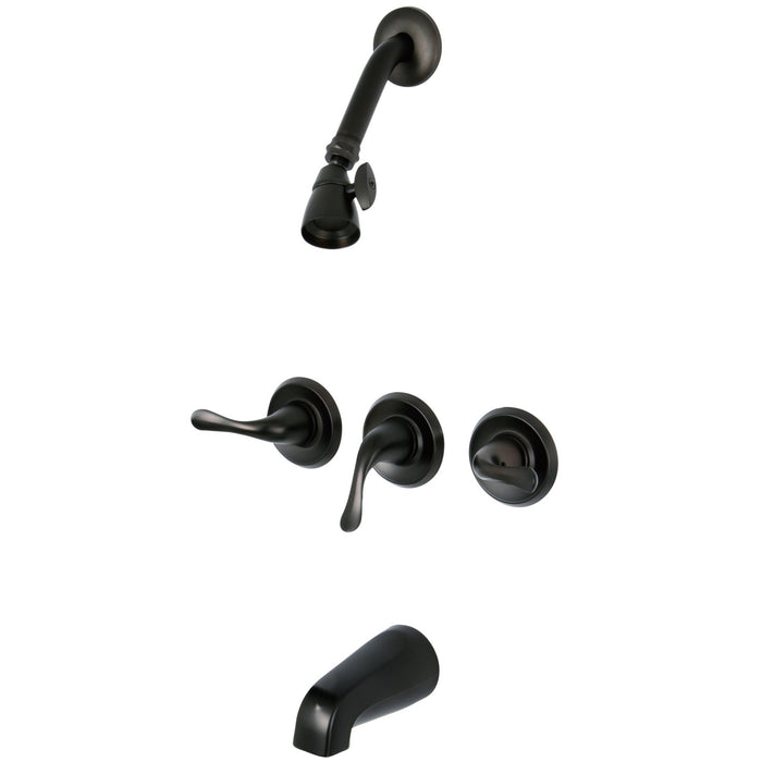 Yosemite KB2235YL Three-Handle 5-Hole Wall Mount Tub and Shower Faucet, Oil Rubbed Bronze