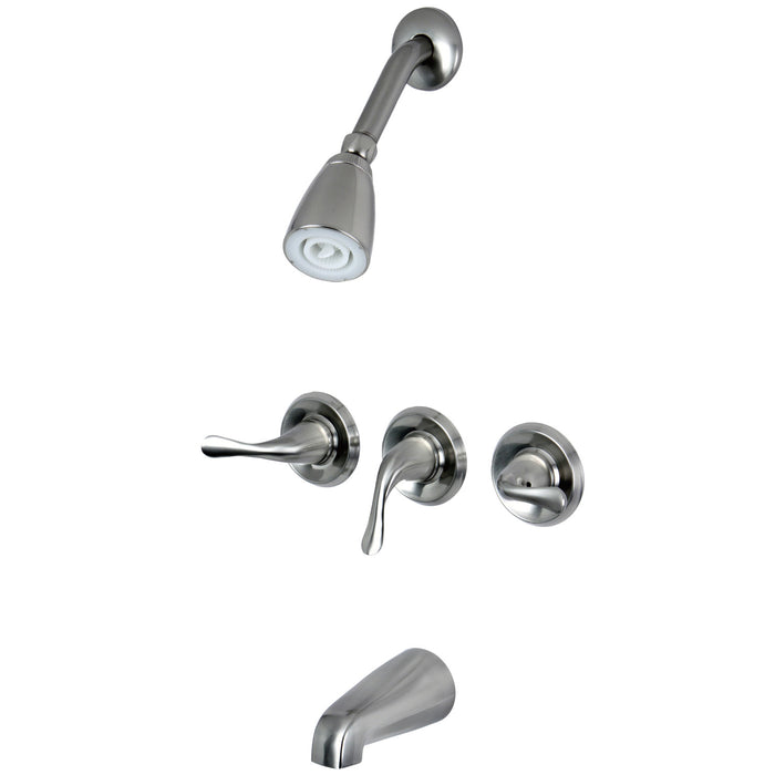 Yosemite KB2238YL Three-Handle 5-Hole Wall Mount Tub and Shower Faucet, Brushed Nickel