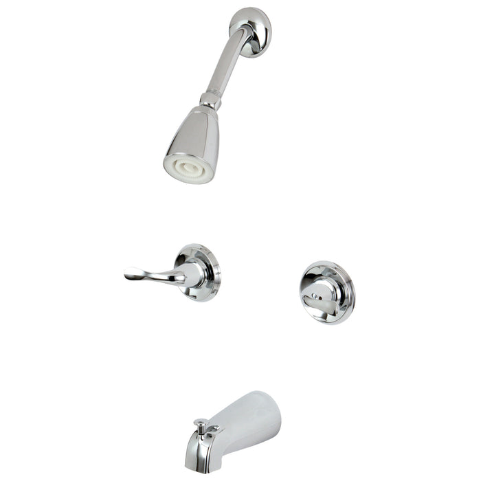 Yosemite KB2241YL Two-Handle 4-Hole Wall Mount Tub and Shower Faucet, Polished Chrome