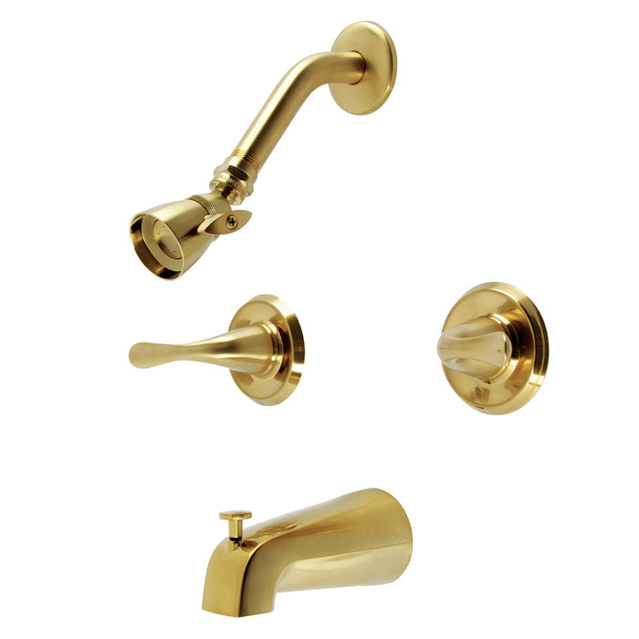 Yosemite KB2247YL Two-Handle 4-Hole Wall Mount Tub and Shower Faucet, Brushed Brass