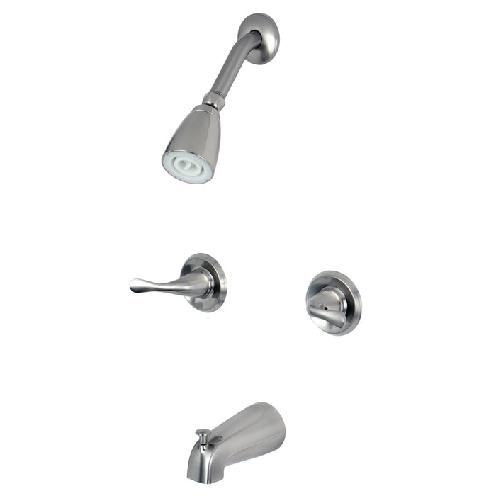 Yosemite KB2248YL Two-Handle 4-Hole Wall Mount Tub and Shower Faucet, Brushed Nickel