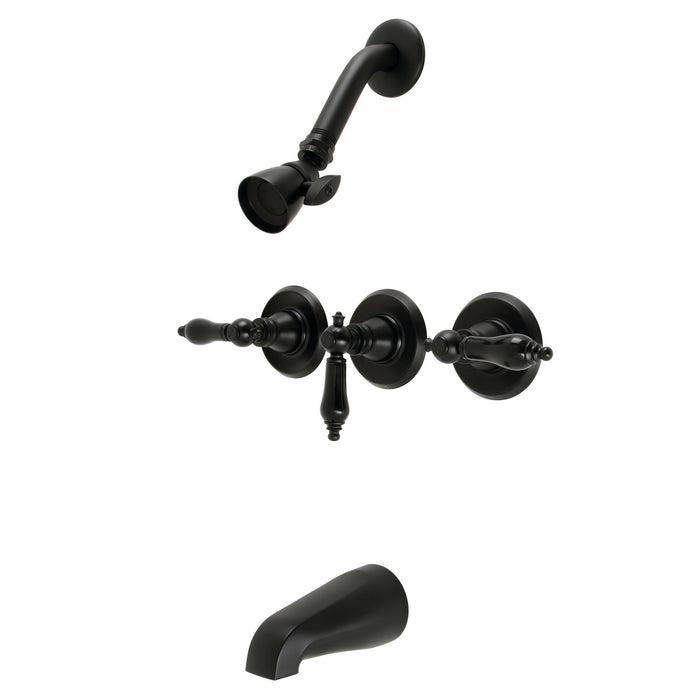 Kingston Heirloom KB230AKL - Duchess Triple-Handle Tub and Shower Faucet, Matte Black
