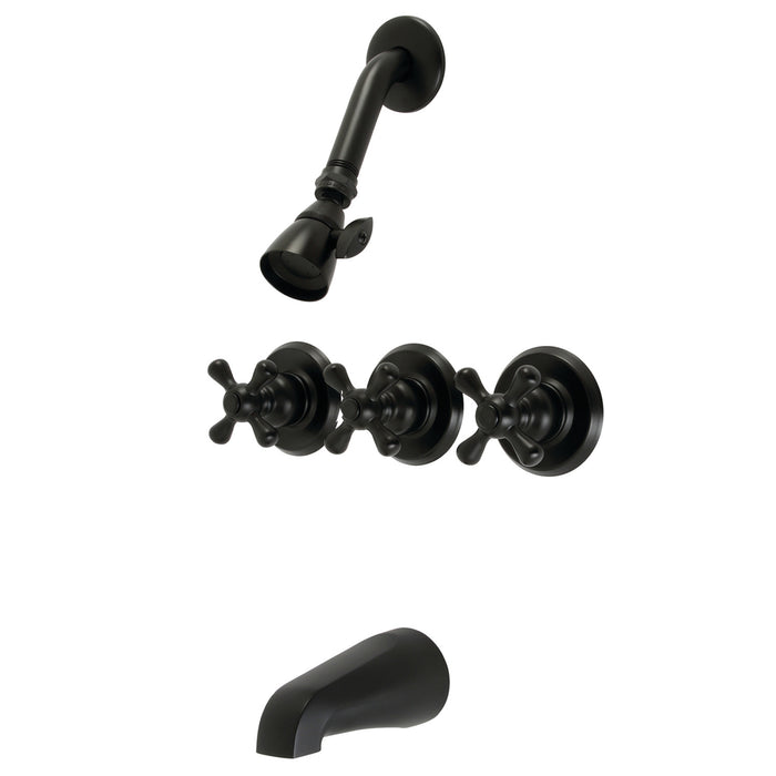 Victorian KB230AX Three-Handle 5-Hole Wall Mount Tub and Shower Faucet, Matte Black