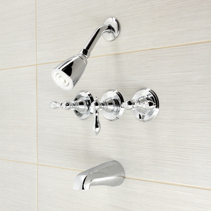 Kingston Heirloom KB231ACL - American Classic Triple-Handle Tub and Shower Faucet, Polished Chrome