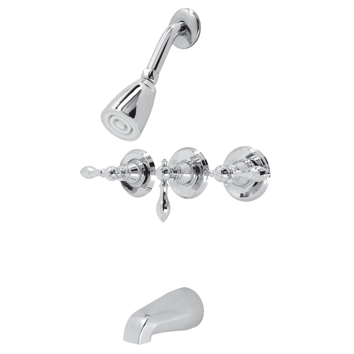 American Classic KB231ACL Three-Handle 5-Hole Wall Mount Tub and Shower Faucet, Polished Chrome