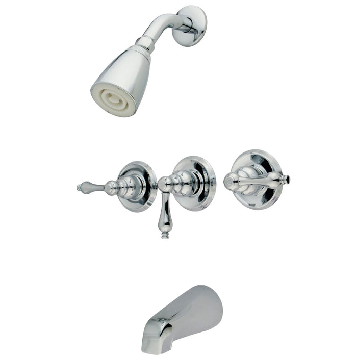 Victorian KB231AL Three-Handle 5-Hole Wall Mount Tub and Shower Faucet, Polished Chrome
