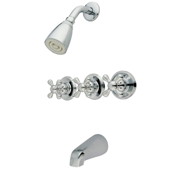 Victorian KB231AX Three-Handle 5-Hole Wall Mount Tub and Shower Faucet, Polished Chrome