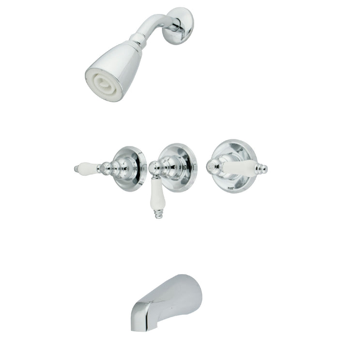 Victorian KB231PL Three-Handle 5-Hole Wall Mount Tub and Shower Faucet, Polished Chrome