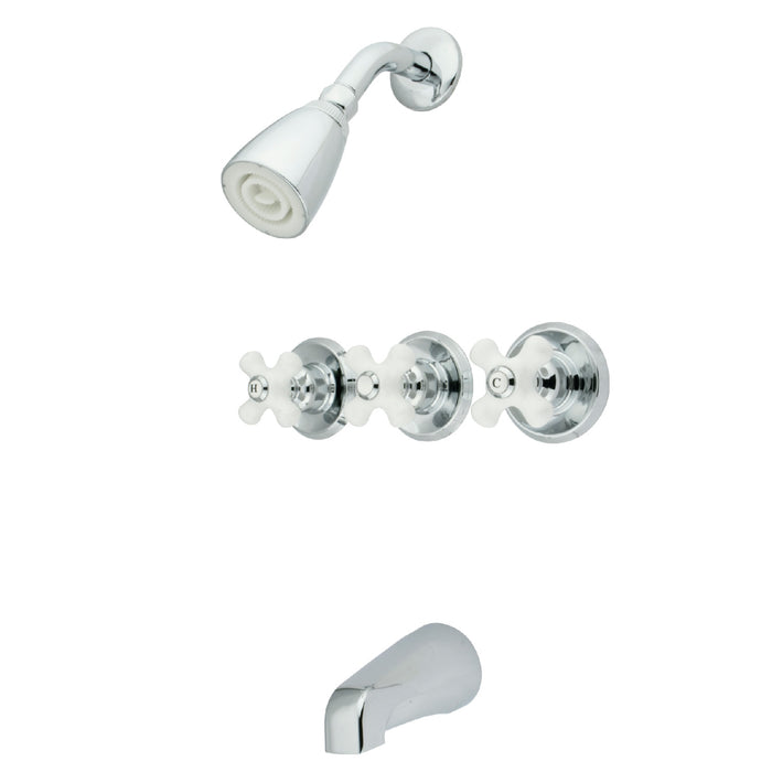 Victorian KB231PX Three-Handle 5-Hole Wall Mount Tub and Shower Faucet, Polished Chrome