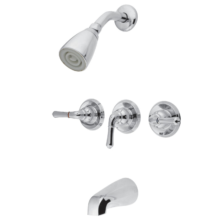 Kingston Tulare KB231 - Magellan Triple-Handle Tub and Shower Faucet, Polished Chrome