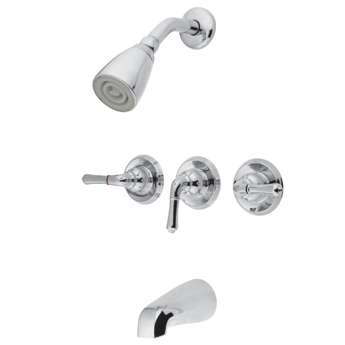 Magellan KB231 Three-Handle 5-Hole Wall Mount Tub and Shower Faucet, Polished Chrome