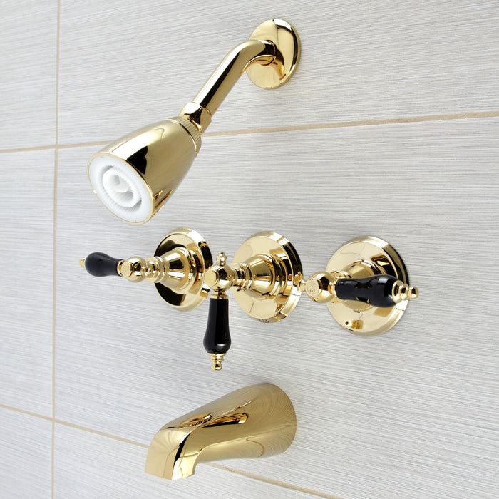 Kingston Heirloom KB232AKL - Duchess Triple-Handle Tub and Shower Faucet, Polished Brass