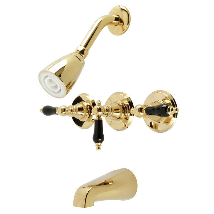 Kingston Heirloom KB232AKL - Duchess Triple-Handle Tub and Shower Faucet, Polished Brass