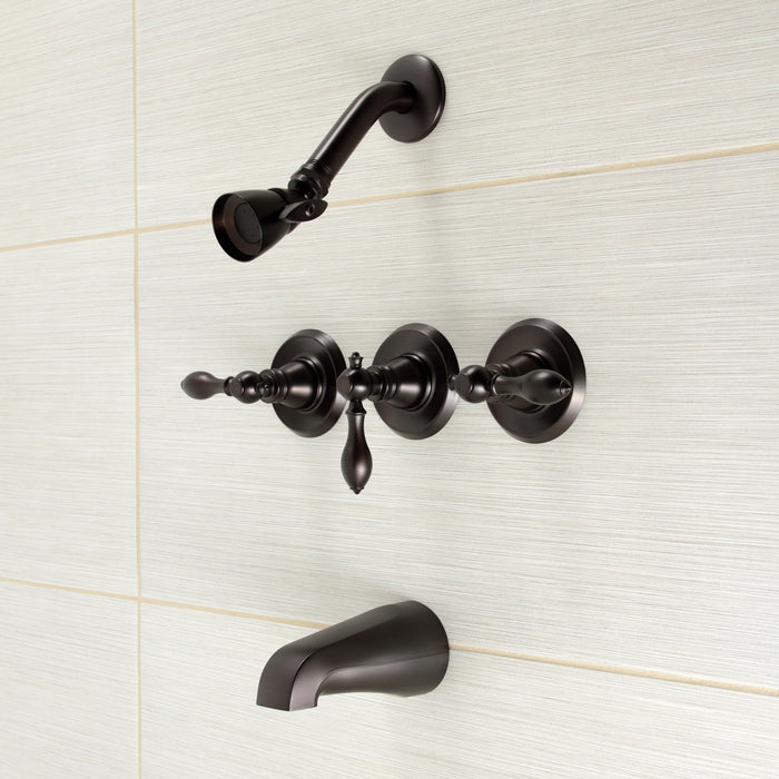American Classic KB235ACL Three-Handle 5-Hole Wall Mount Tub and Shower Faucet, Oil Rubbed Bronze