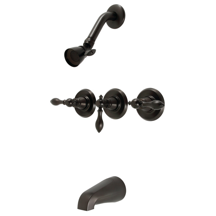 American Classic KB235ACL Three-Handle 5-Hole Wall Mount Tub and Shower Faucet, Oil Rubbed Bronze