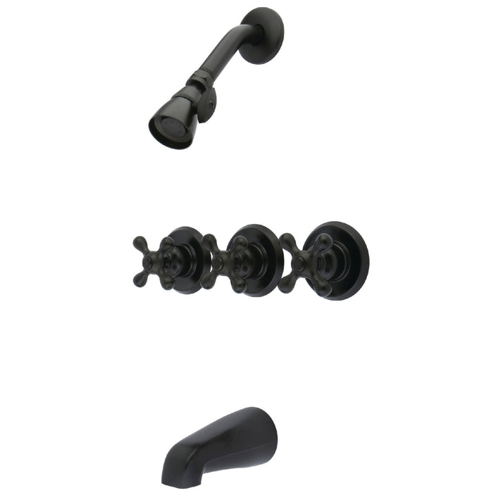 Victorian KB235AX Three-Handle 5-Hole Wall Mount Tub and Shower Faucet, Oil Rubbed Bronze