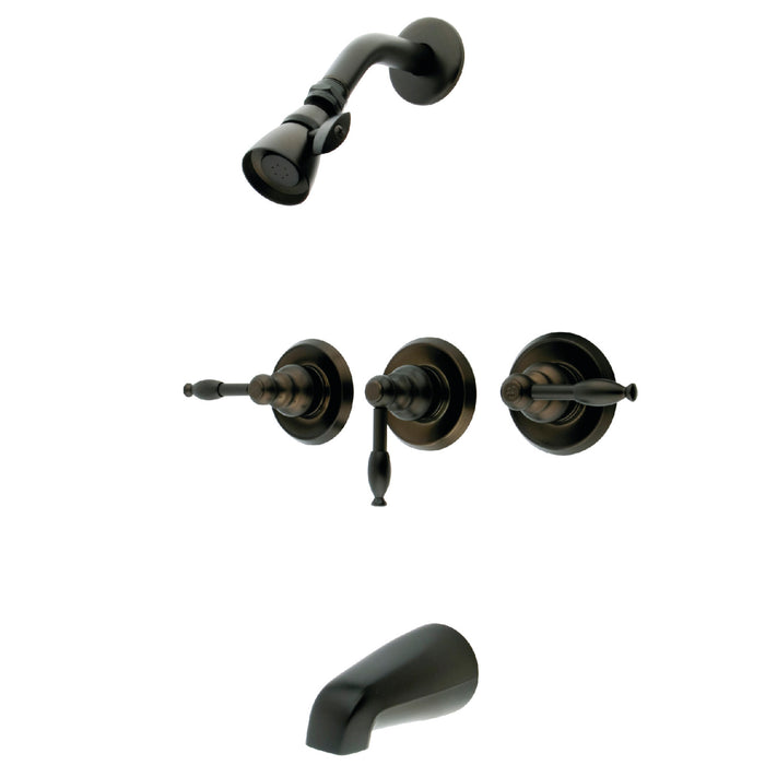 Kingston Heirloom KB235KL - Knight Triple-Handle Tub and Shower Faucet, Oil Rubbed Bronze