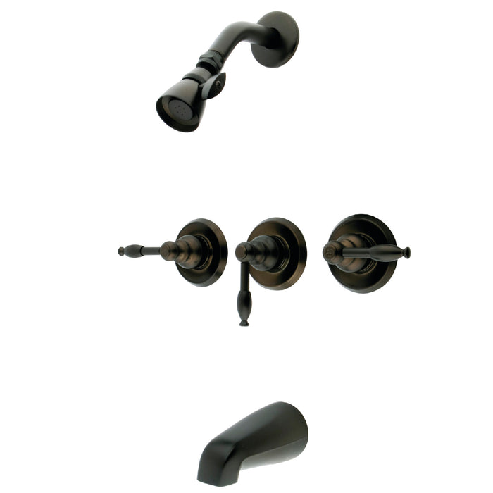 Knight KB235KL Three-Handle 5-Hole Wall Mount Tub and Shower Faucet, Oil Rubbed Bronze