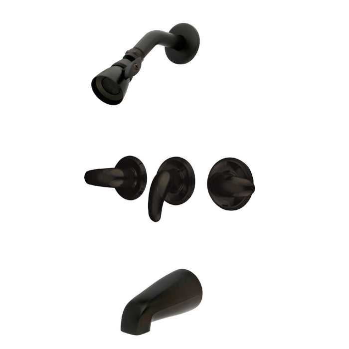 Legacy KB235LL Three-Handle 5-Hole Wall Mount Tub and Shower Faucet, Oil Rubbed Bronze
