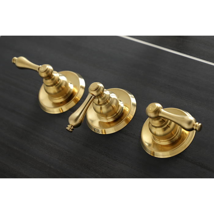 Kingston Heirloom KB237AL - Victorian Triple-Handle Tub and Shower Faucet, Brushed Brass