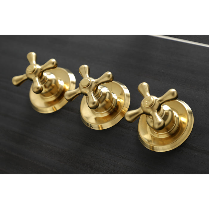 Kingston Heirloom KB237AX - Victorian Triple-Handle Tub and Shower Faucet, Brushed Brass