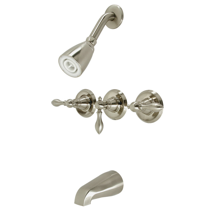 Kingston Heirloom KB238ACL - American Classic Triple-Handle Tub and Shower Faucet, Brushed Nickel