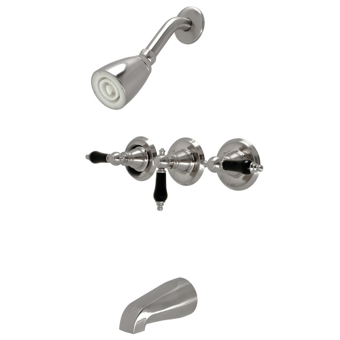 Kingston Heirloom KB238AKL - Duchess Triple-Handle Tub and Shower Faucet, Brushed Nickel
