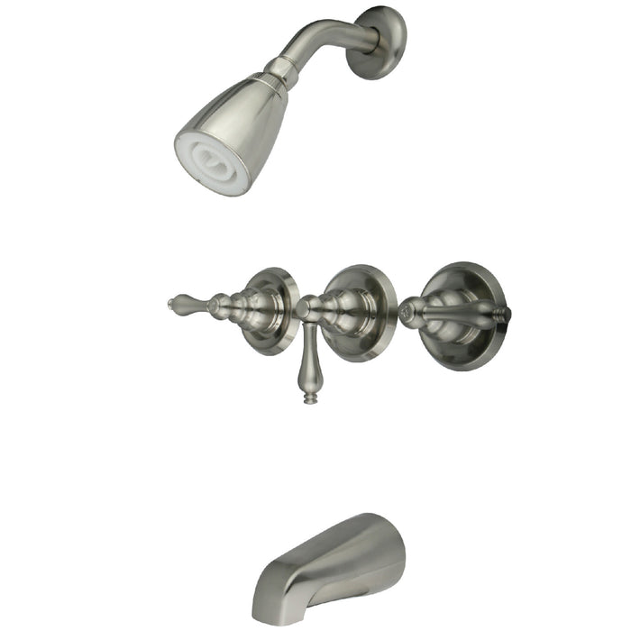 Victorian KB238AL Three-Handle 5-Hole Wall Mount Tub and Shower Faucet, Brushed Nickel