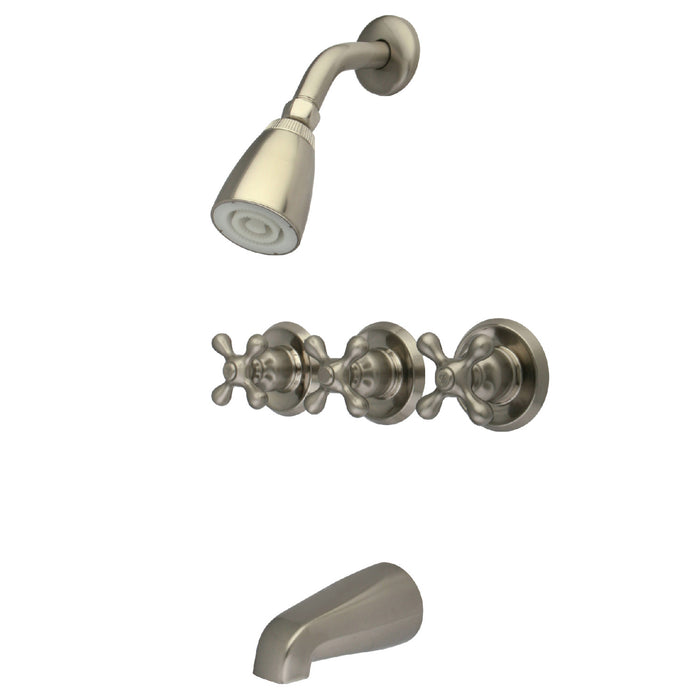 Victorian KB238AX Three-Handle 5-Hole Wall Mount Tub and Shower Faucet, Brushed Nickel