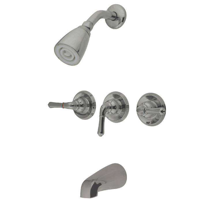Magellan KB238 Three-Handle 5-Hole Wall Mount Tub and Shower Faucet, Brushed Nickel