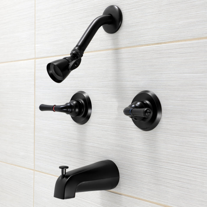 Kingston Tulare KB240 - Magellan Double-Handle Tub and Shower Faucet, Matte Black