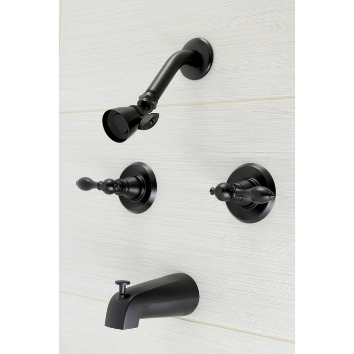 American Classic KB240ACL Two-Handle 4-Hole Wall Mount Tub and Shower Faucet, Matte Black