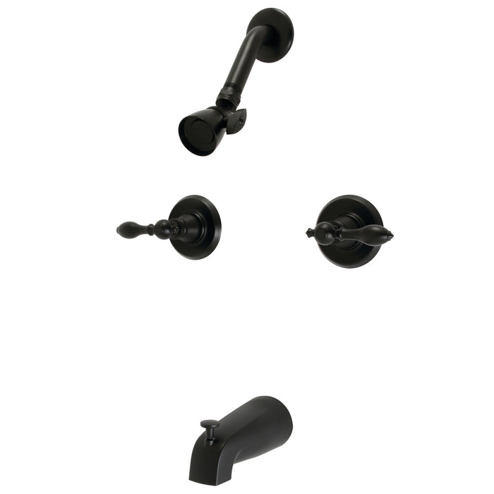 Kingston Heirloom KB240ACL - American Classic Double-Handle Tub and Shower Faucet, Matte Black
