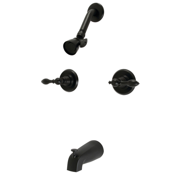 American Classic KB240ACL Two-Handle 4-Hole Wall Mount Tub and Shower Faucet, Matte Black