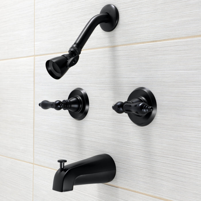 Duchess KB240AKL Two-Handle 4-Hole Wall Mount Tub and Shower Faucet, Matte Black