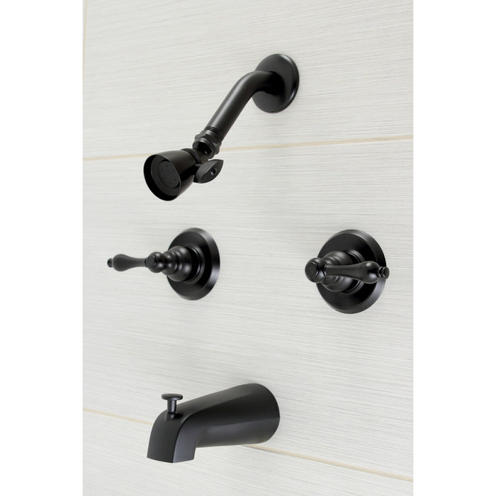 Kingston Heirloom KB240AL - Victorian Double-Handle Tub and Shower Faucet, Matte Black