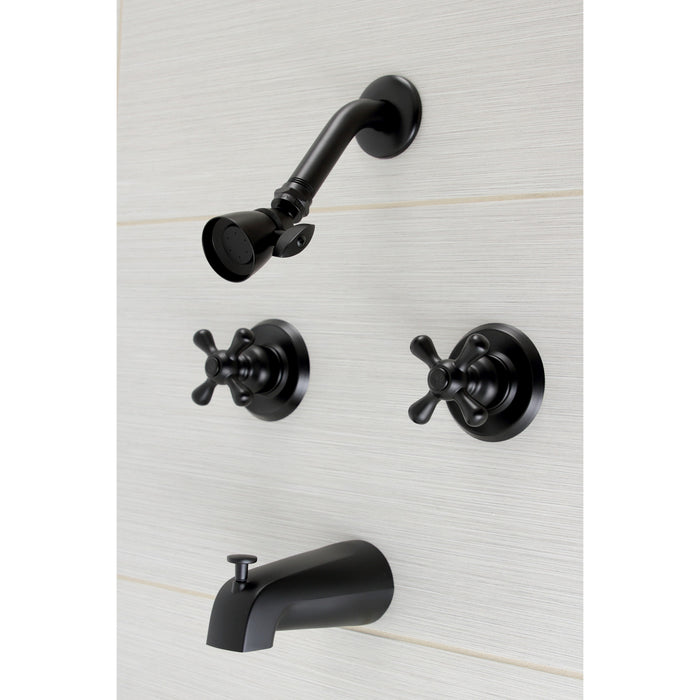 Victorian KB240AX Two-Handle 4-Hole Wall Mount Tub and Shower Faucet, Matte Black