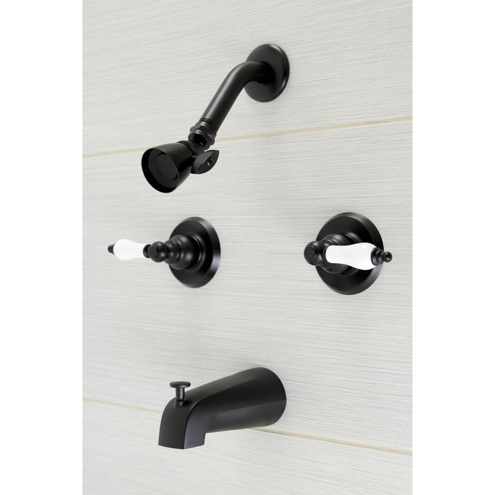 Victorian KB240PL Two-Handle 4-Hole Wall Mount Tub and Shower Faucet, Matte Black