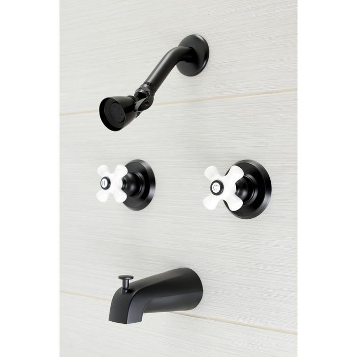 Kingston Heirloom KB240PX - Victorian Double-Handle Tub and Shower Faucet, Matte Black