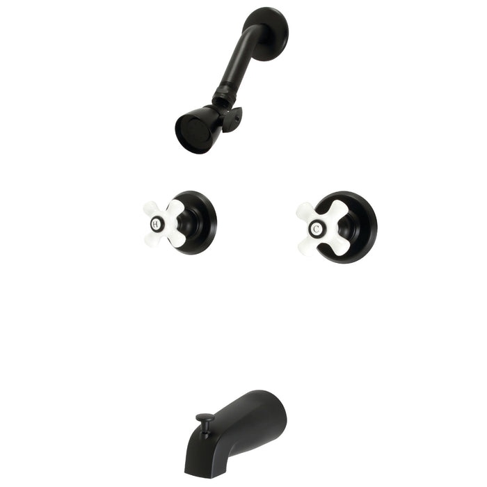 Victorian KB240PX Two-Handle 4-Hole Wall Mount Tub and Shower Faucet, Matte Black