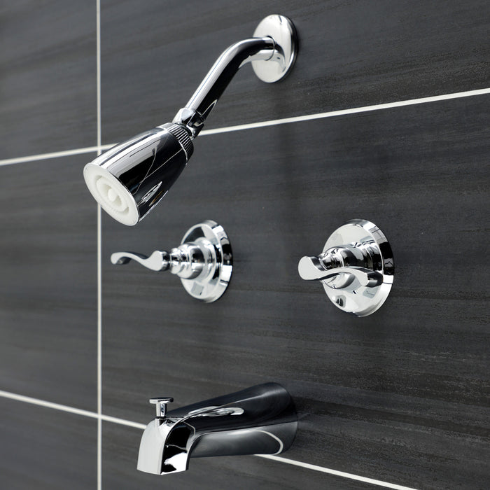 Royal KB241FL Two-Handle 4-Hole Wall Mount Tub and Shower Faucet, Polished Chrome