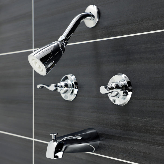 Kingston Tulare KB241FL - Royal Double-Handle Tub and Shower Faucet, Polished Chrome