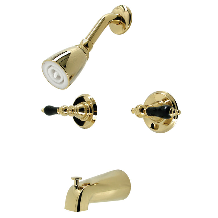 Duchess KB242AKL Two-Handle 4-Hole Wall Mount Tub and Shower Faucet, Polished Brass