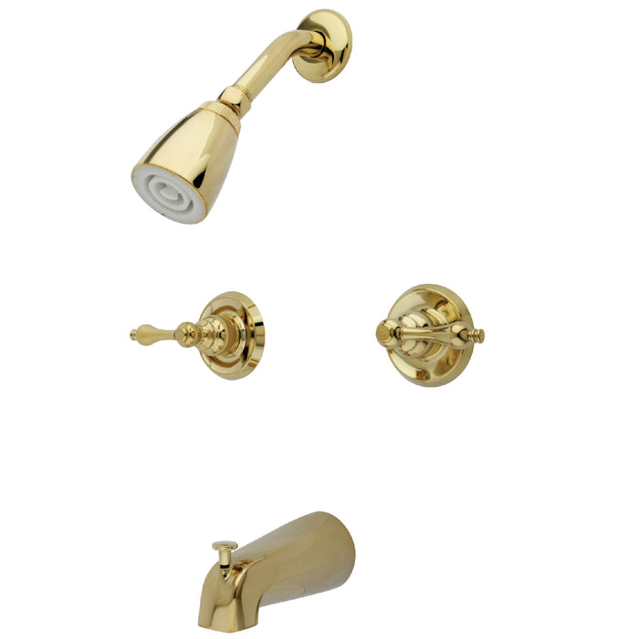 Victorian KB242AL Two-Handle 4-Hole Wall Mount Tub and Shower Faucet, Polished Brass