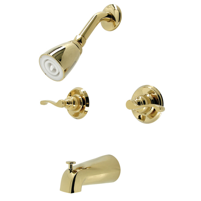 Royal KB242FL Two-Handle 4-Hole Wall Mount Tub and Shower Faucet, Polished Brass