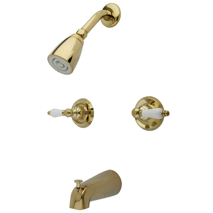 Victorian KB242PL Two-Handle 4-Hole Wall Mount Tub and Shower Faucet, Polished Brass