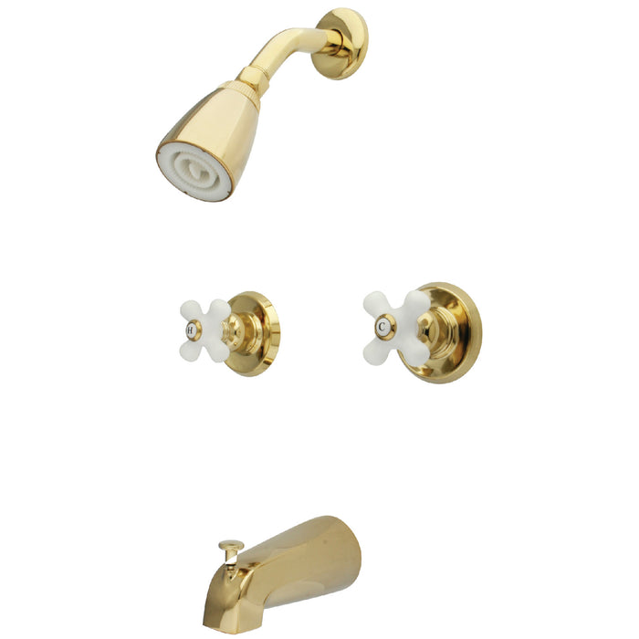 Victorian KB242PX Two-Handle 4-Hole Wall Mount Tub and Shower Faucet, Polished Brass