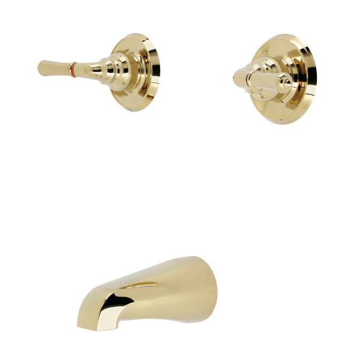 Magellan KB242TO Two-Handle 3-Hole Wall Mount Tub and Shower Faucet Tub Only, Polished Brass