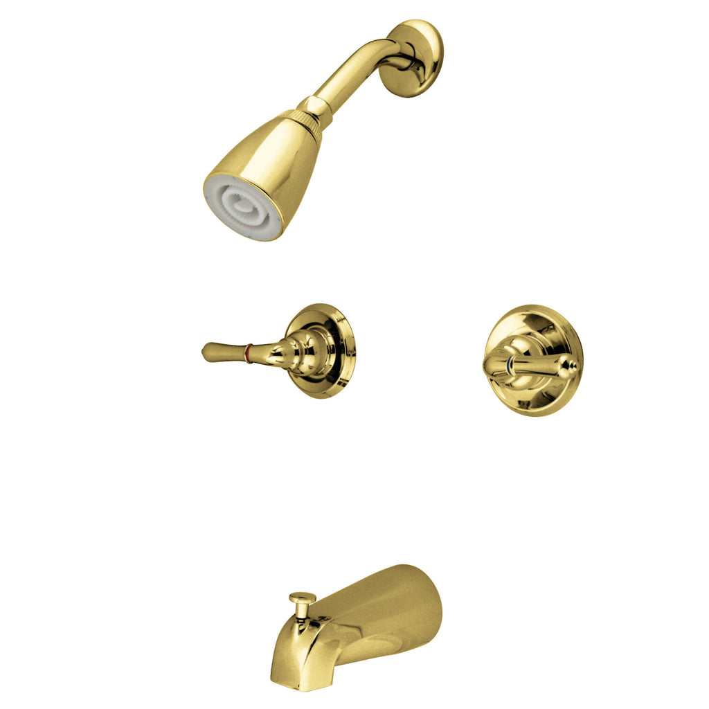 Kingston Brass Magellan KB242 Two-Handle 4-Hole Wall Mount Tub and Shower  Faucet, Pol