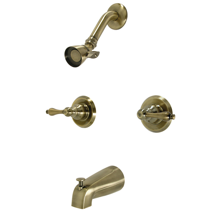 Victorian KB243ALAB Two-Handle 4-Hole Wall Mount Tub and Shower Faucet, Antique Brass
